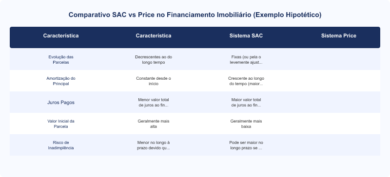 Diagrama técnico: SAC vs Price no Financiamento Imobiliário: Análise Comparativa e Custo Final